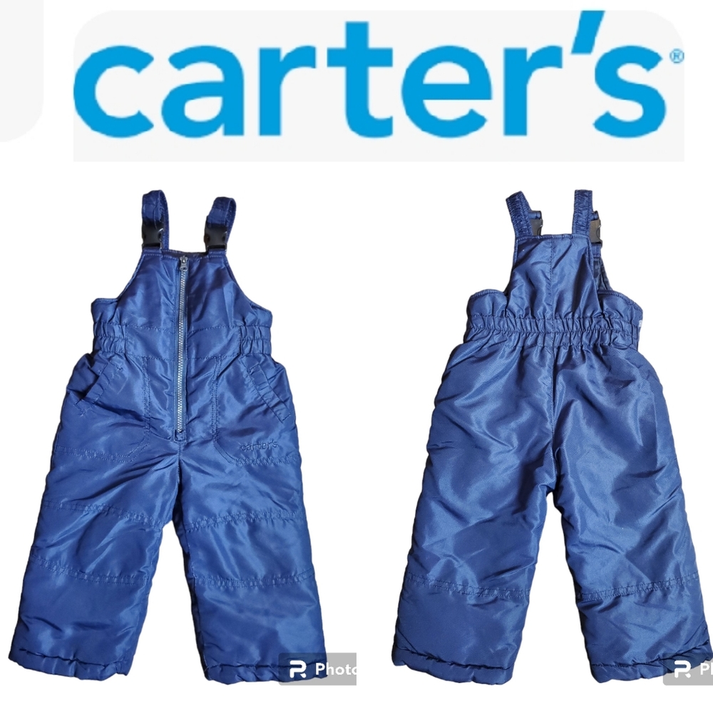 CARTERS Boys Ski Winter Snowbib Snowsuit 18 Months Navy Blue